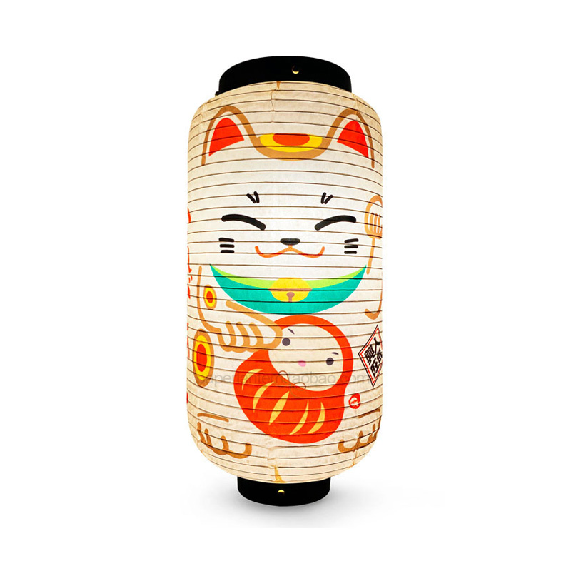 Japanese Lantern Paper - 20x45cm Japon Şanslı Kedi Kağıt Feneri