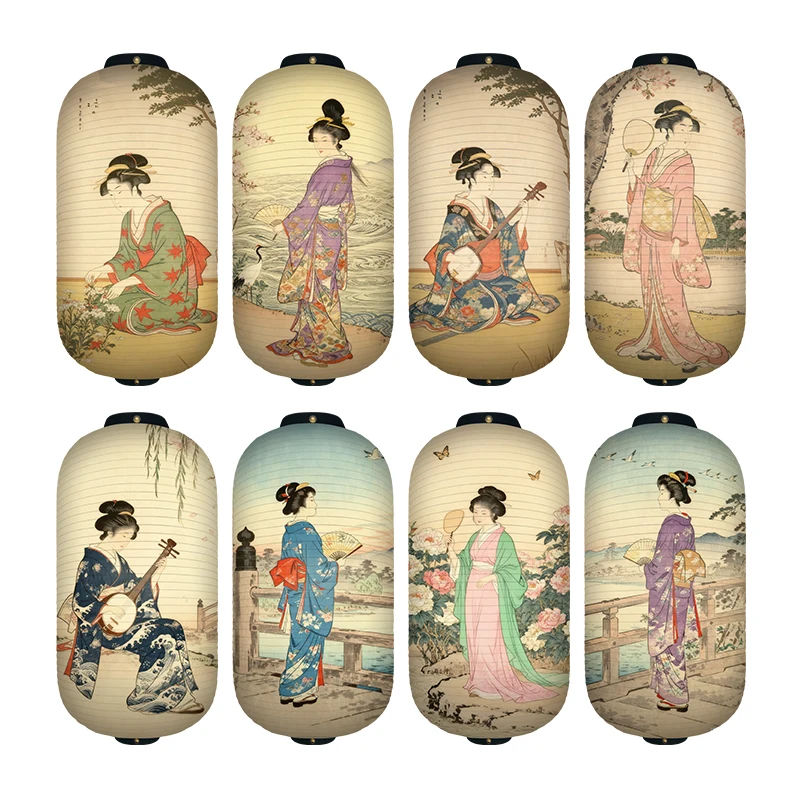 Japanese Lantern Paper - 1 adet japon mahkeme hanım desenli