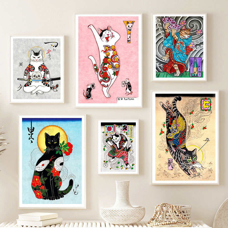 Japon Samuray Kedi Duvar Sanat - Japanese Traditional Lifestyle incelemesi ve fiyatı