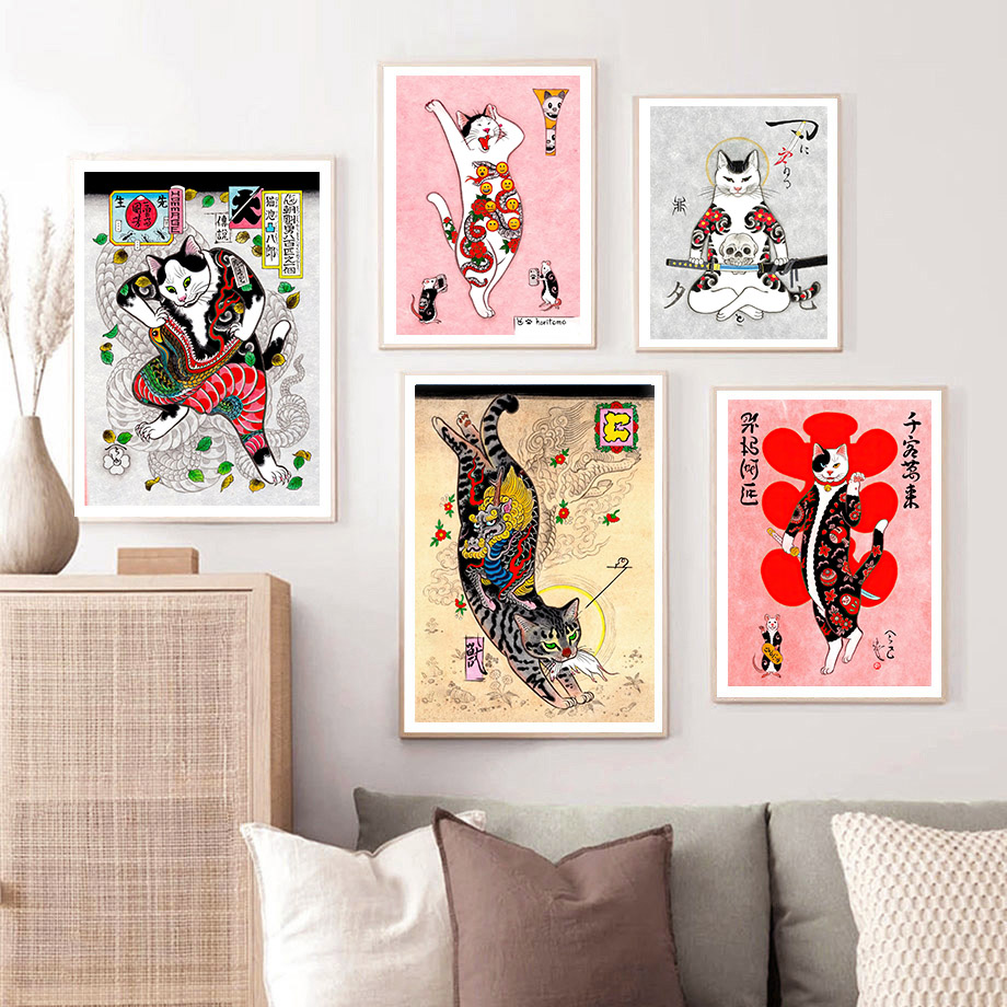 Japon Samuray Kedi Duvar Sanat - Japanese Traditional Lifestyle incelemesi ve fiyatı